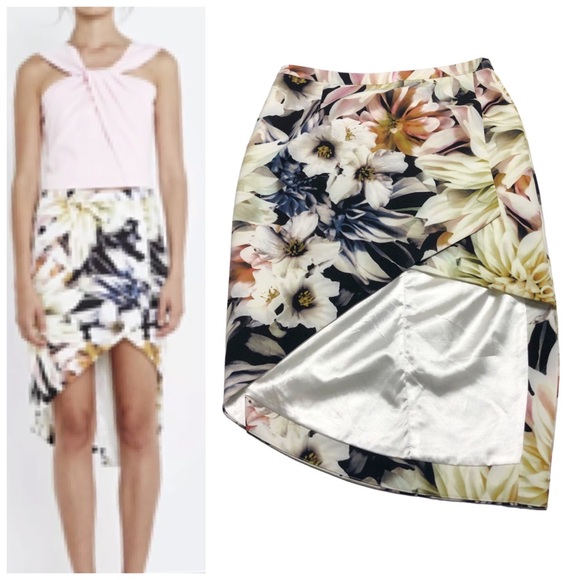 Shilla the Label floral wrap Skirt asymmetrical hem size L - Picture 1 of 16